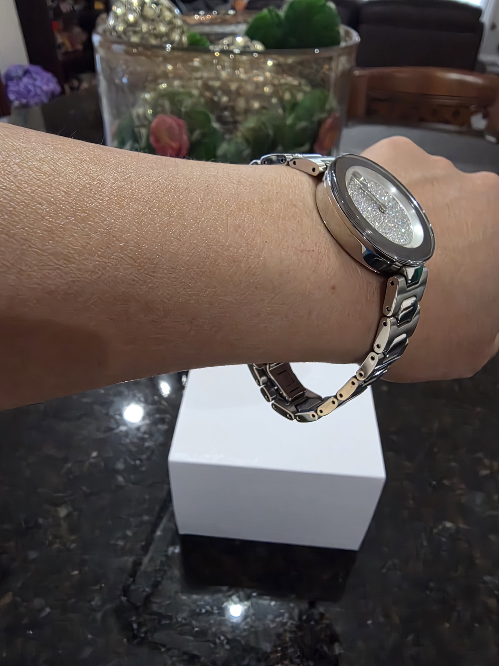 Movado Silver-Tone Crystal Dial Women's Bracelet Watch